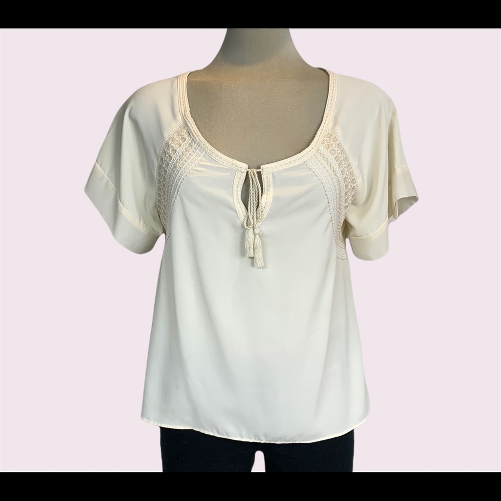 American eagle beige embellished top size S